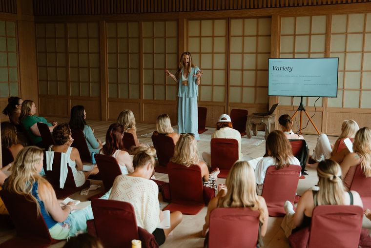 Spring teaching a session in Tulum
